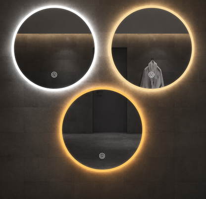 LED Bathroom Mirror | Smart Makeup Mirror | Nordic Round Wall Mirror with Anti-Fog Battery Operated